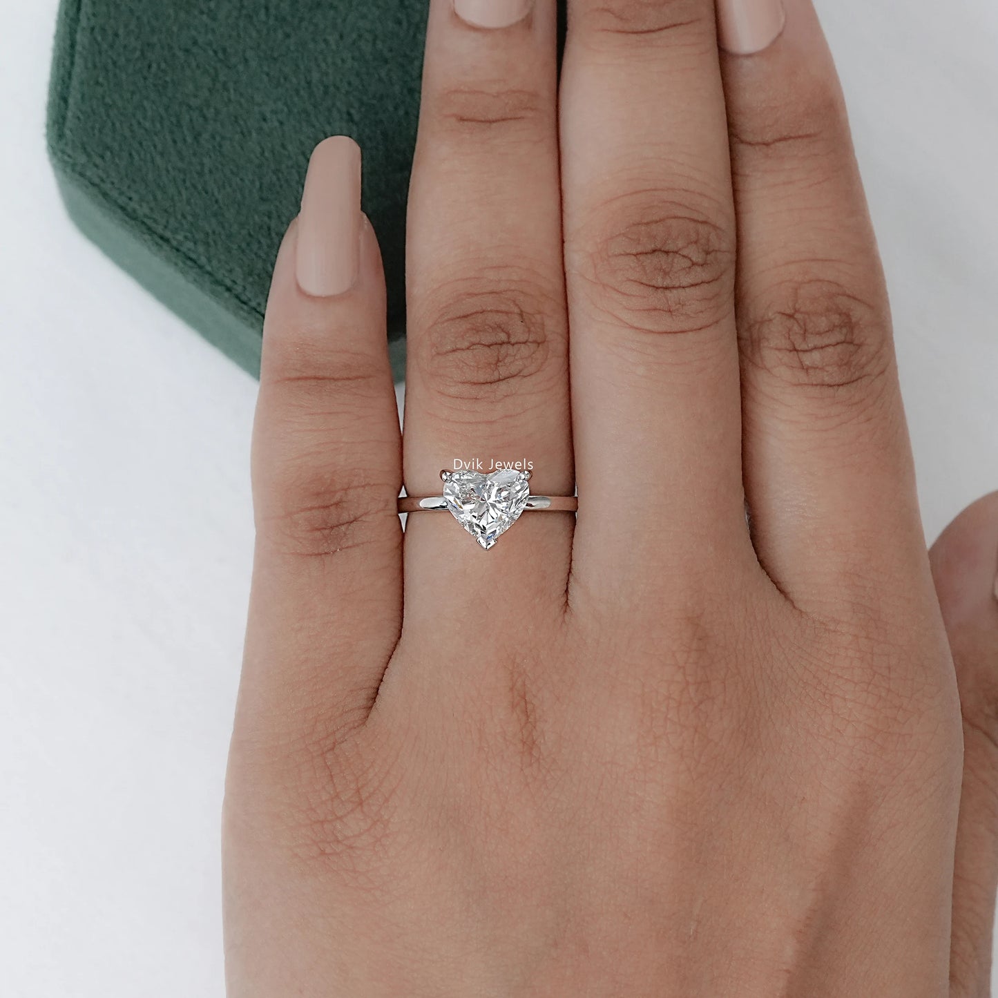 Heart Shape Lab Grown Solitaire Engagement Ring Women