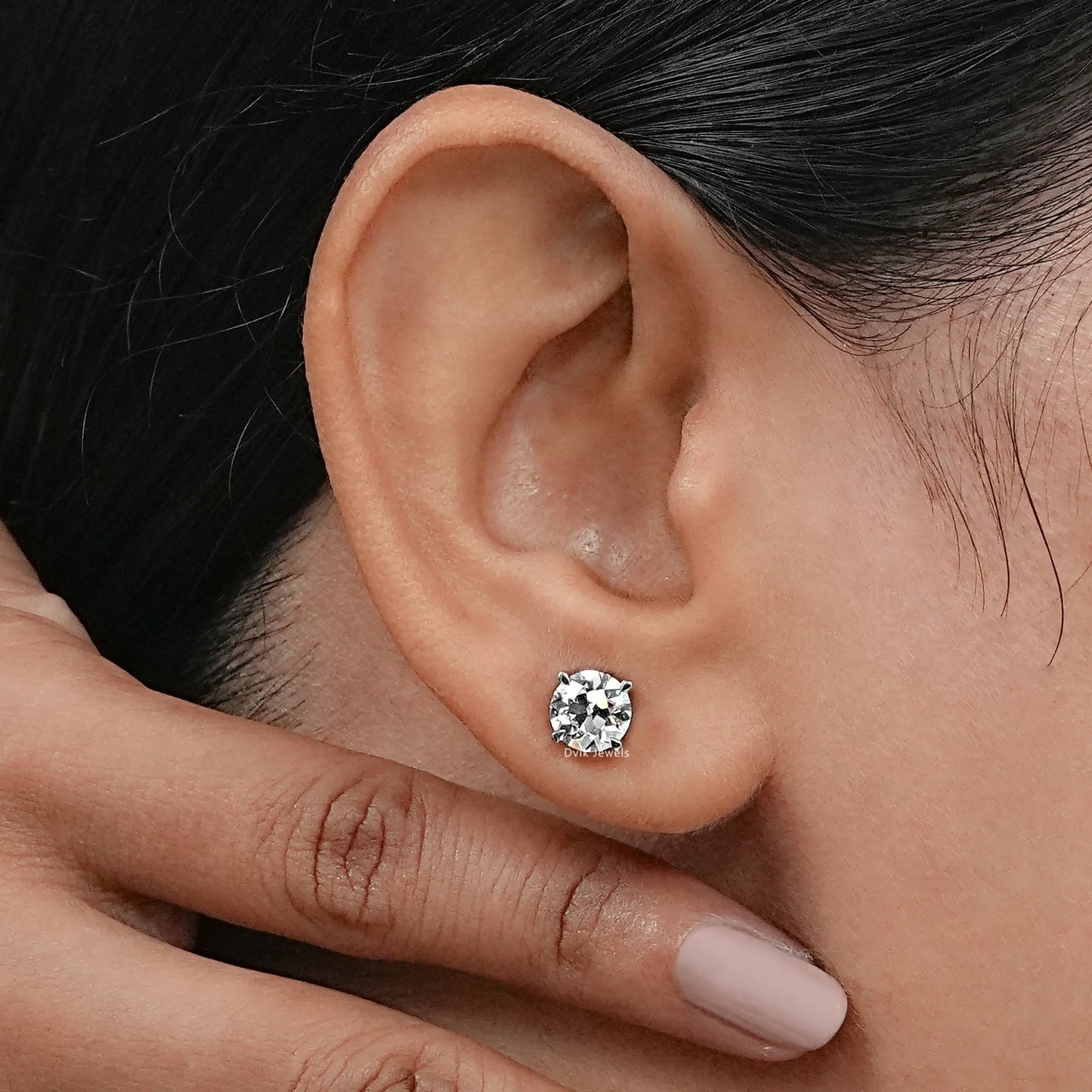 Old European Round Diamond Stud Earring