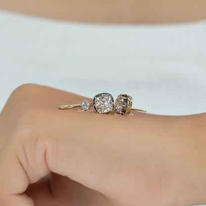 Square Old Mine Cushion Cut Diamond Drop Earrings Earrings