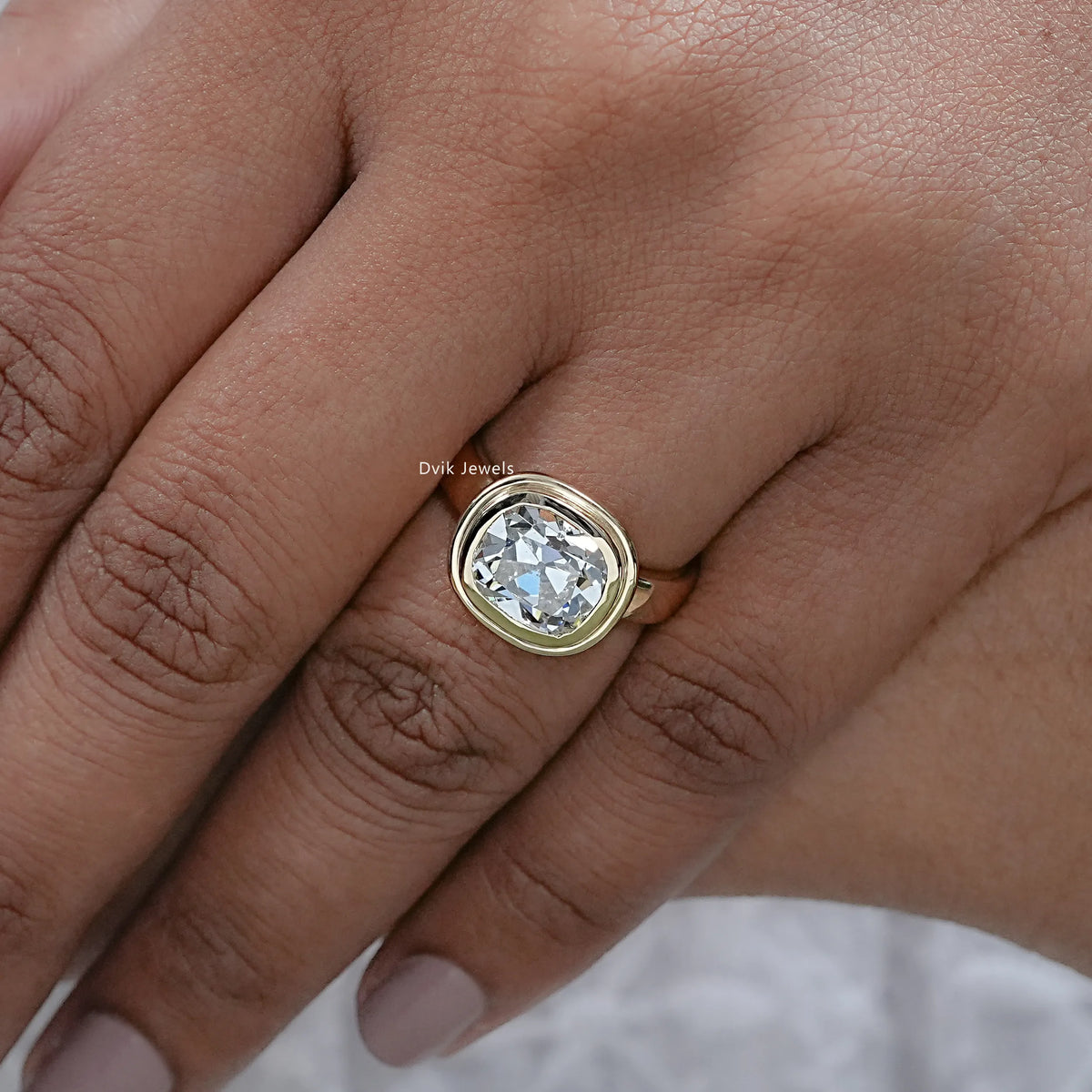Old Mine Cushion Cut Diamond Solitaire Ring Ring