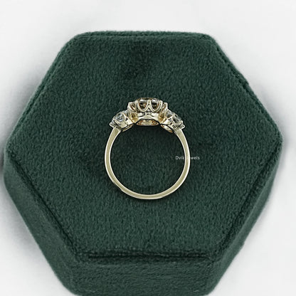 Elongated cushion cut with side stones shown in a detailed close-up view.