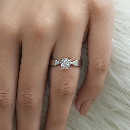 Old Mine Cushion Cut Lab Diamond Solitaire Twist Ring