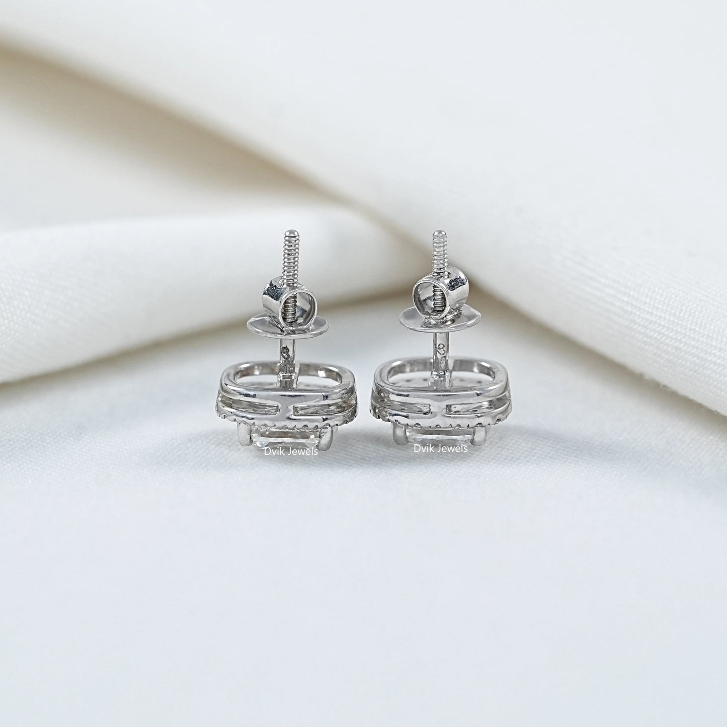 Old Mine Cushion Cut Lab Diamond Halo Earrings