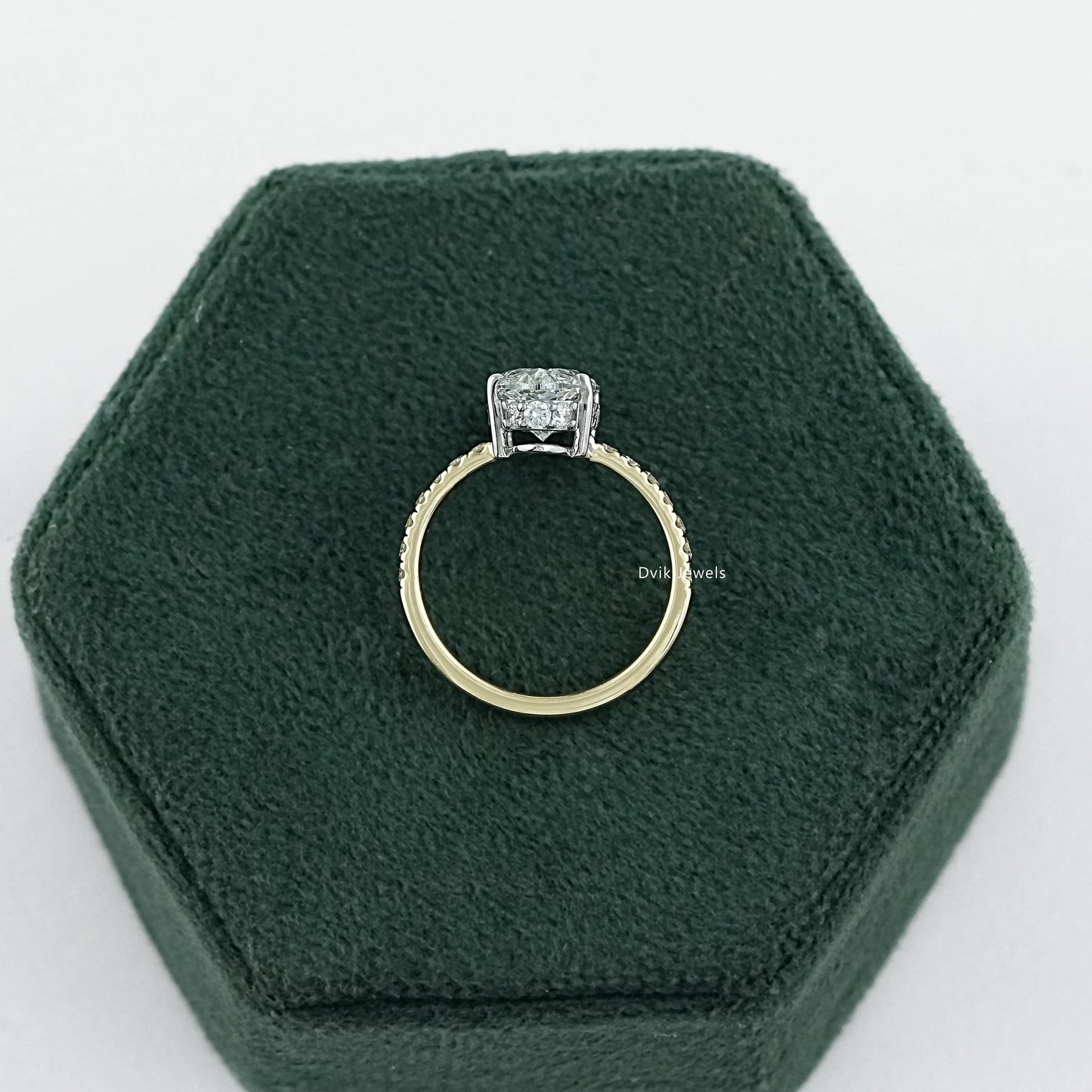 Old Mine Cushion Cut Lab Diamond Hidden Halo Solitaire Ring Ring