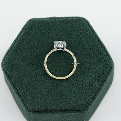 Old Mine Cushion Cut Lab Diamond Hidden Halo Solitaire Ring Ring