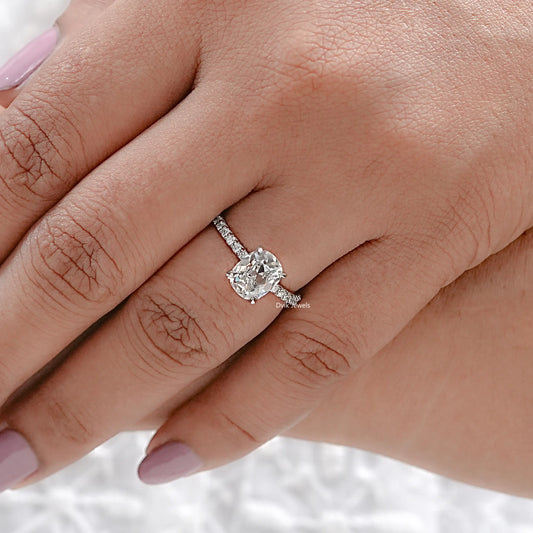 Lab Grown Diamond Old Mine Cushion Accent Ring