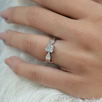 Old Mine Cushion Cut Lab Diamond Solitaire Twist Ring