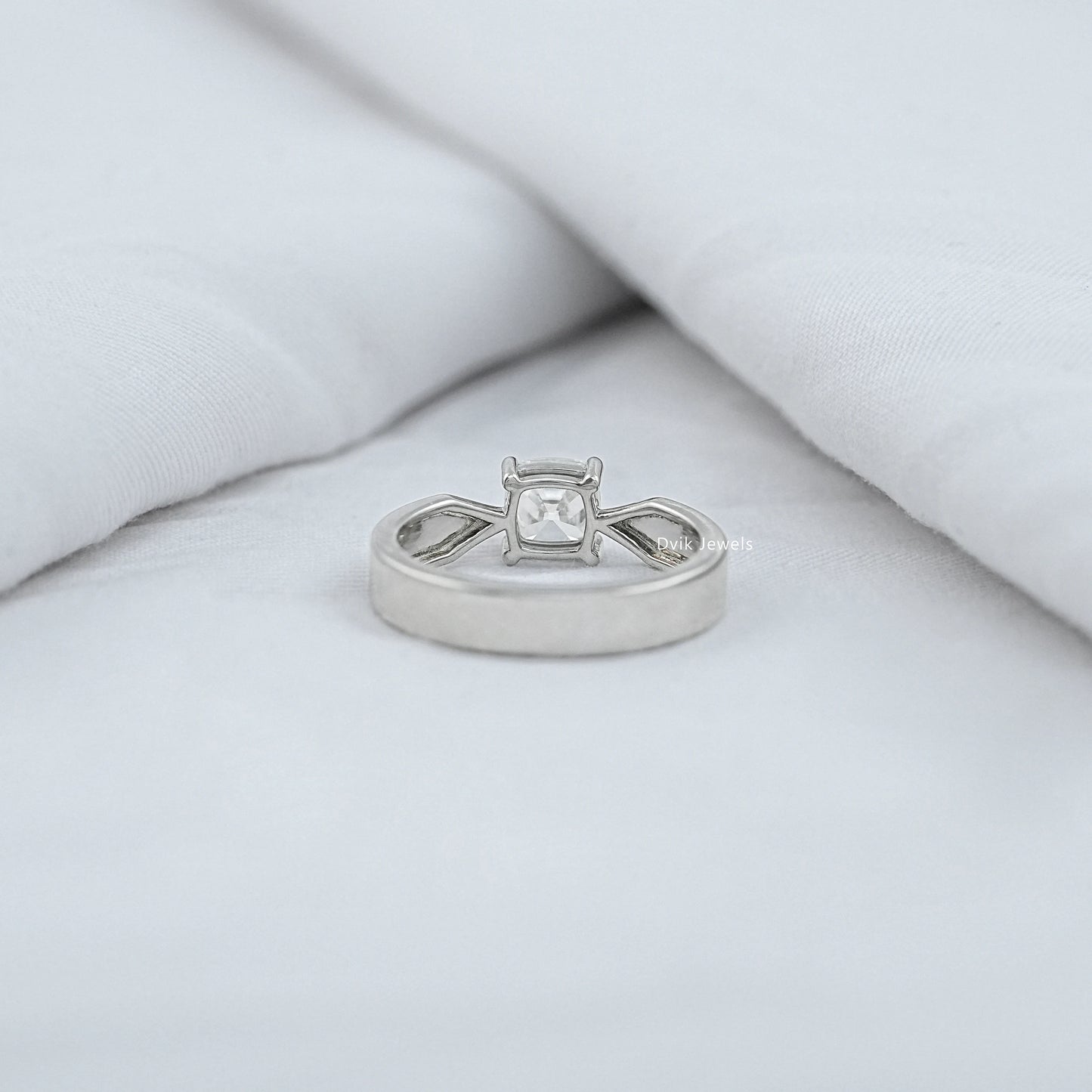 Old Mine Cushion Cut Lab Diamond Solitaire Twist Ring