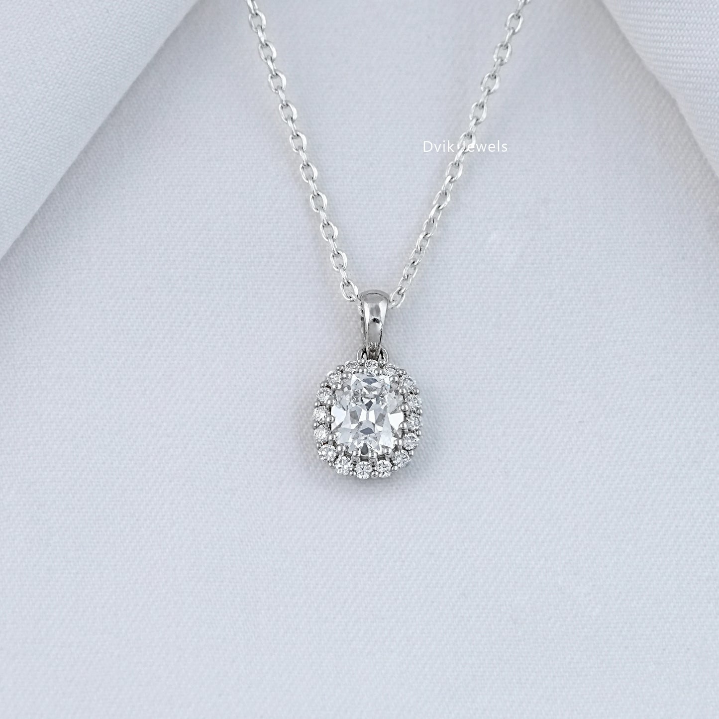 Old Mine Cushion Cut Halo Pendant