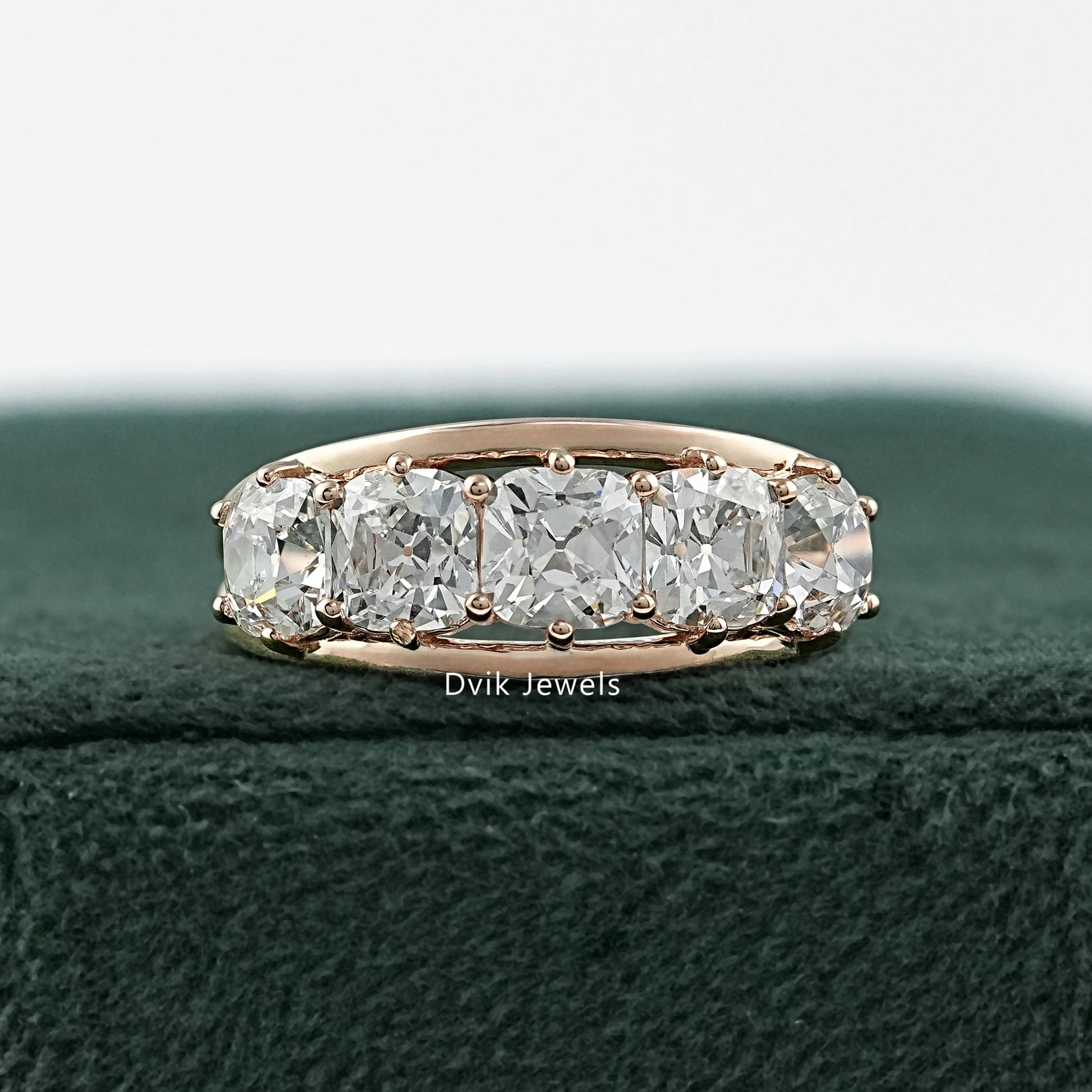 Old Mine Cushion Lab Diamond Band Ring