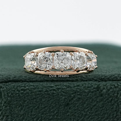Old Mine Cushion Lab Diamond Band Ring