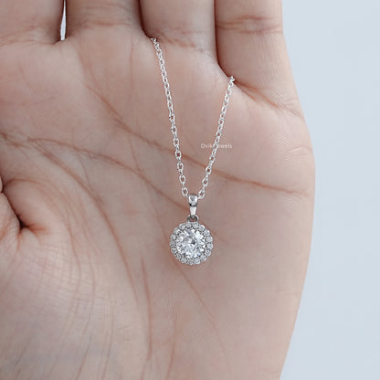 1.00 Carat Old European Round Cut Halo Pendant