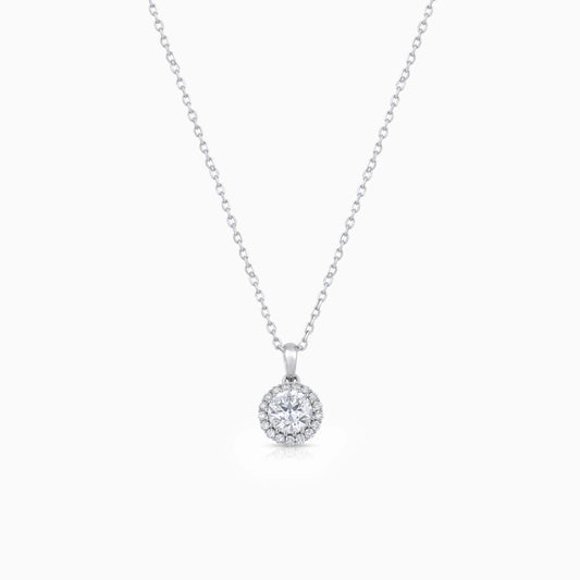 Old European Round Cut Lab Diamond Halo Pendant Necklace