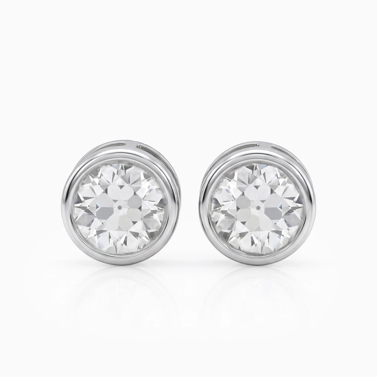 Old European Round Cut Lab Diamond Stud Earrings