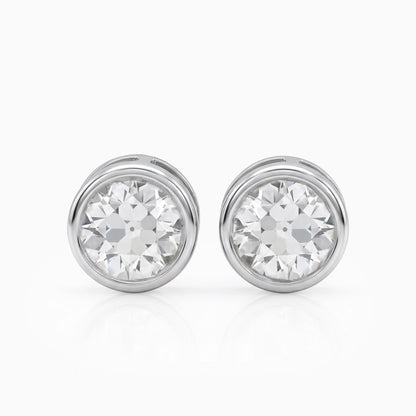 Old European Round Cut Lab Diamond Stud Earrings