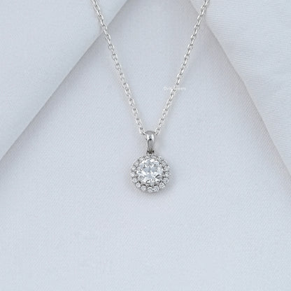 1.00 Carat Old European Round Cut Halo Pendant