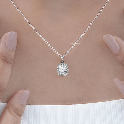 Old Mine Cushion Cut Halo Pendant