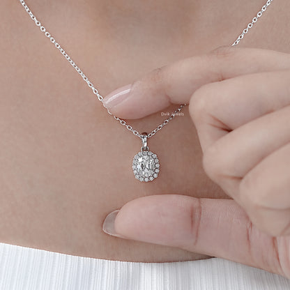 Old Mine Cushion Cut Halo Pendant