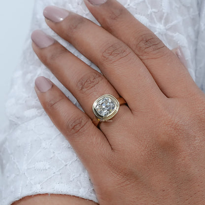 Old Mine Cushion Cut Diamond Solitaire Ring