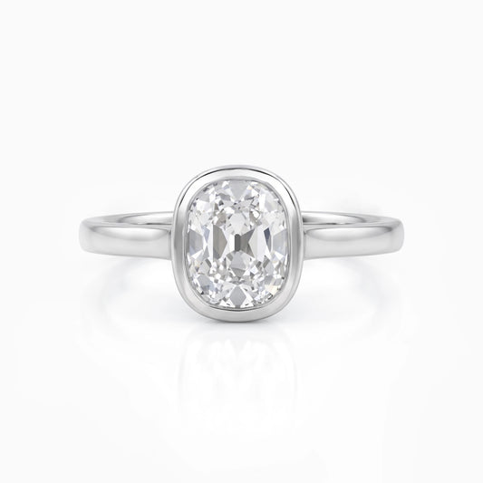 Old Mine Cushion Cut Bezel Set Diamond Ring Ring