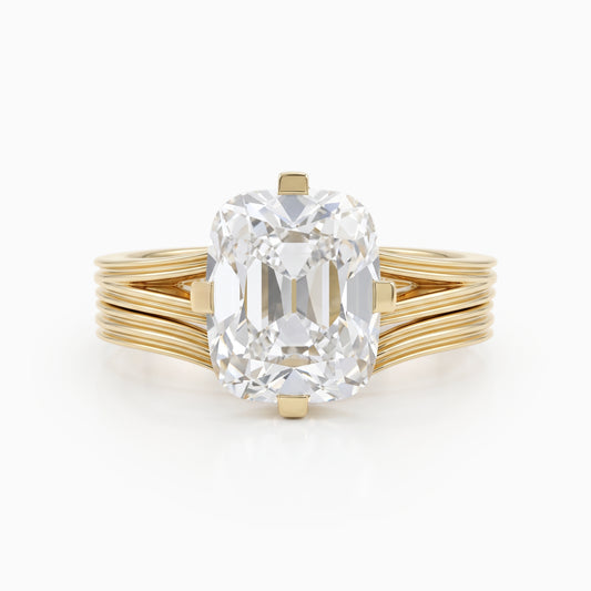 Old Mine Cushion Cut Diamond Multi Band Solitaire Ring Ring