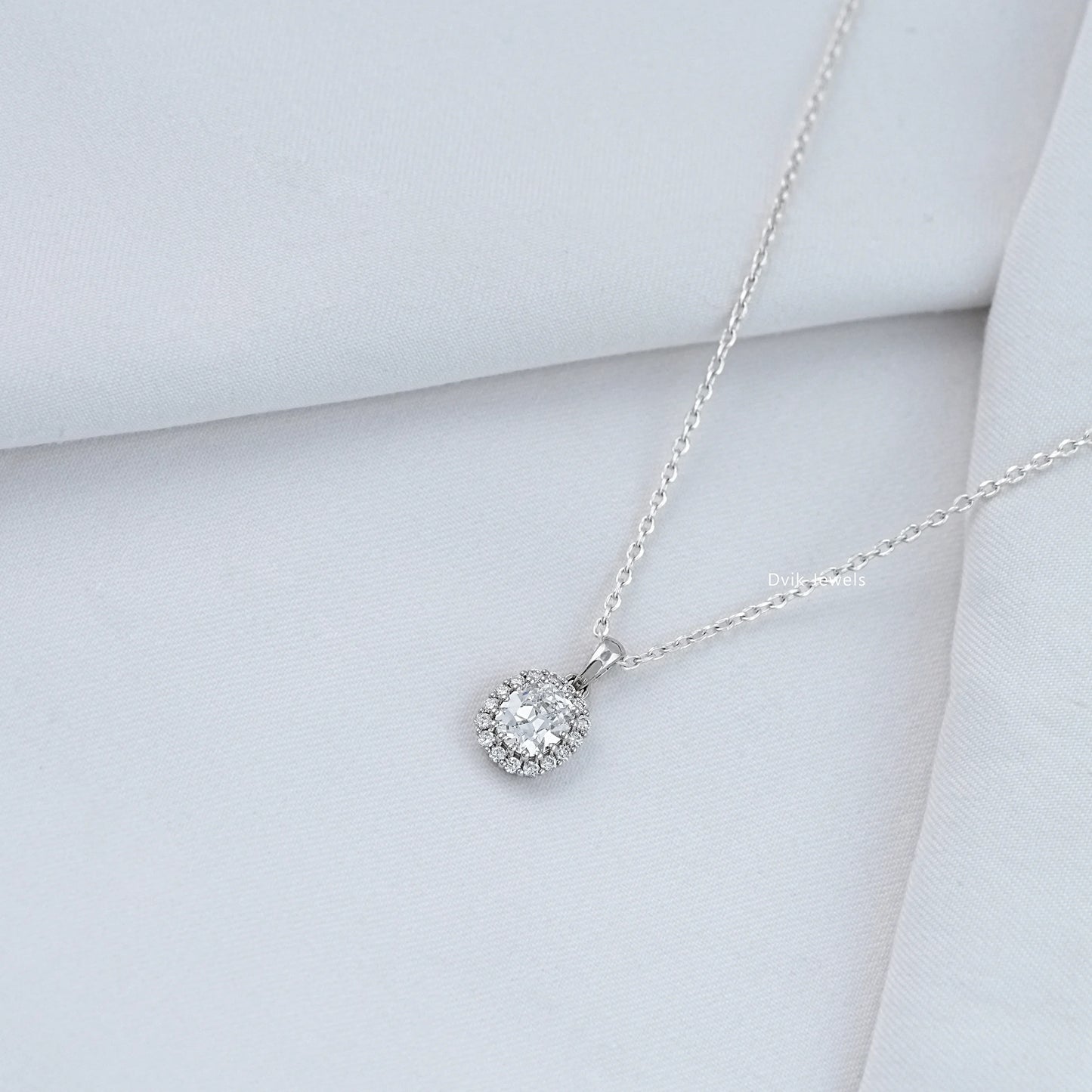 Old Mine Cushion Cut Halo Pendant