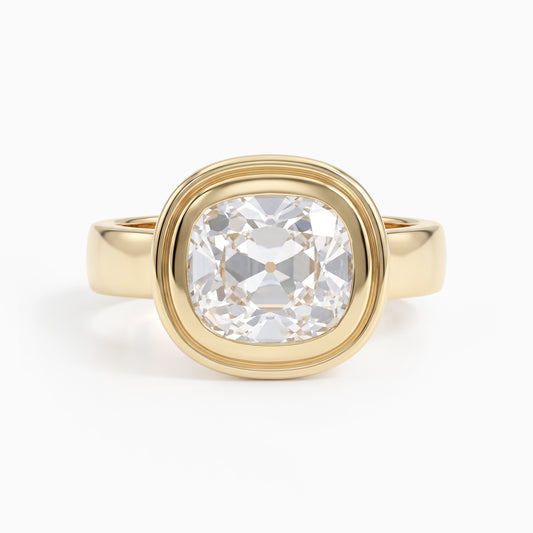 Old Mine Cushion Cut Diamond Solitaire Ring