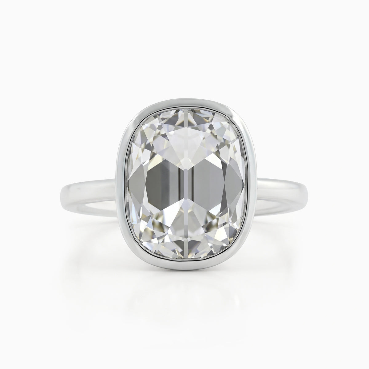 Old Mine Cushion Cut Lab Diamond Bezel Set Engagement Ring Ring