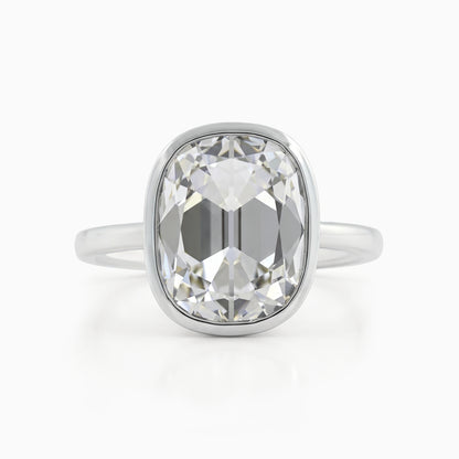 Old Mine Cushion Cut Lab Diamond Bezel Set Engagement Ring Ring
