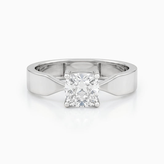 Old Mine Cushion Cut Lab Diamond Solitaire Twist Ring