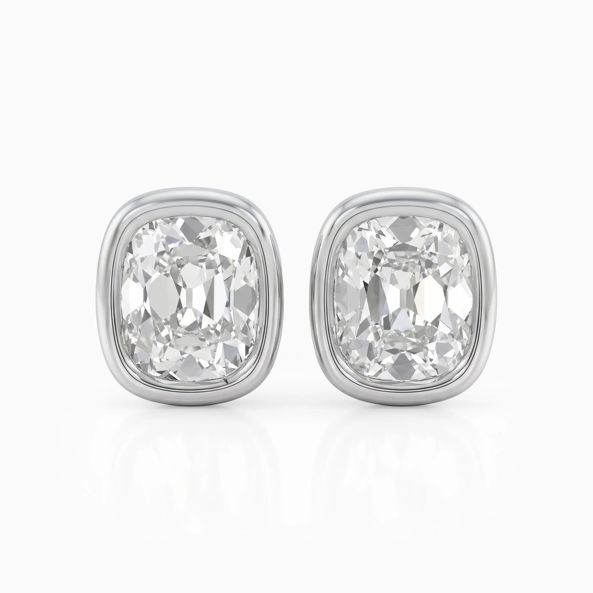 Old Mine Cushion Cut Lab Diamond Stud Earrings