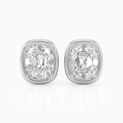 Old Mine Cushion Cut Lab Diamond Stud Earrings