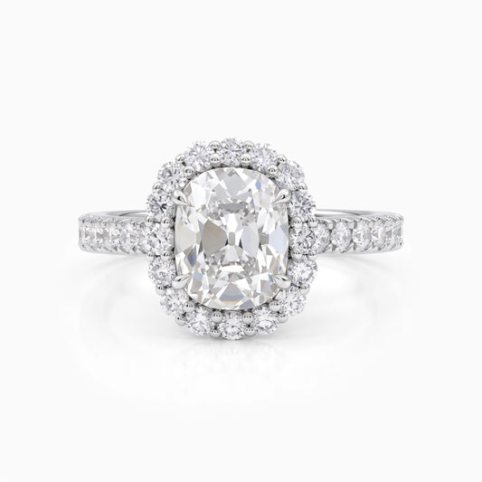 Old Mine Cushion Cut Lab Grown Diamond Engagement Ring Ring