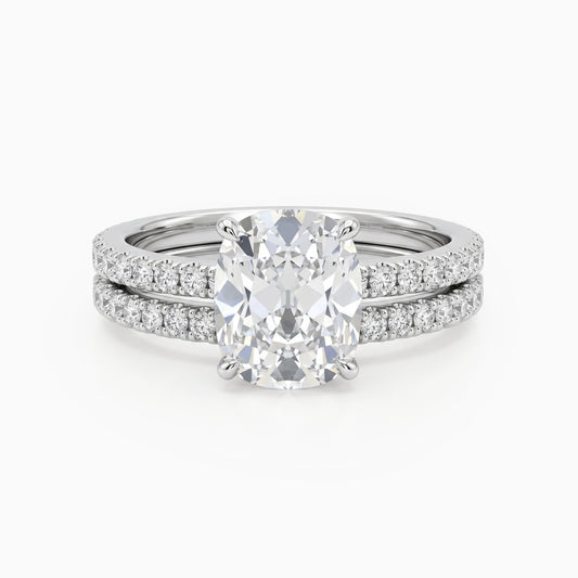 Old Mine Cushion Cut Solitaire Accent Bridal Ring Set Bridal Ring Set