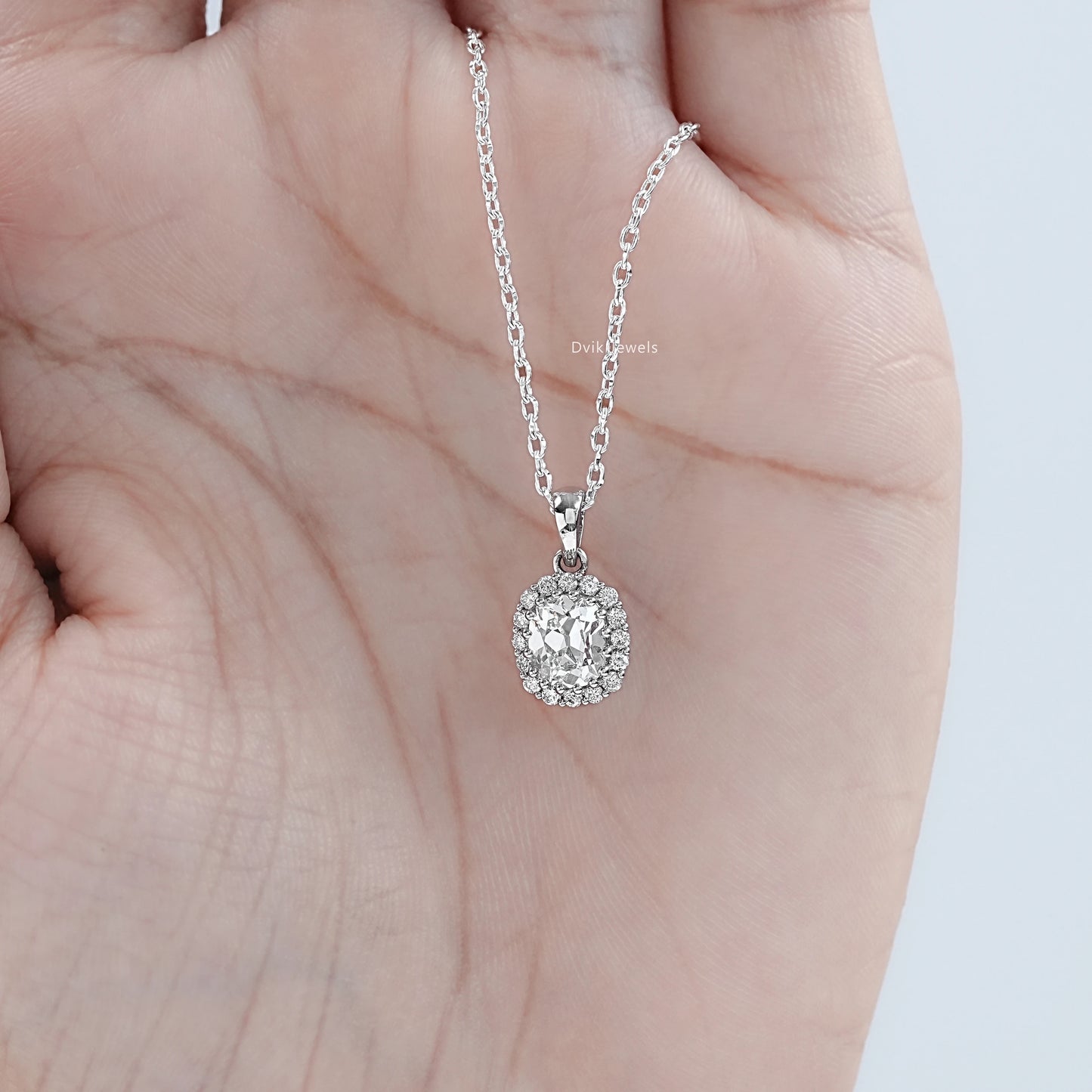 Old Mine Cushion Cut Halo Pendant
