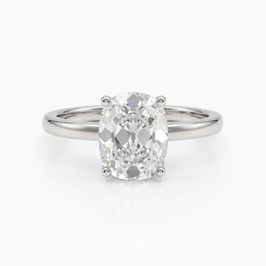 Old Mine Cushion Lab Diamond Solitaire Ring