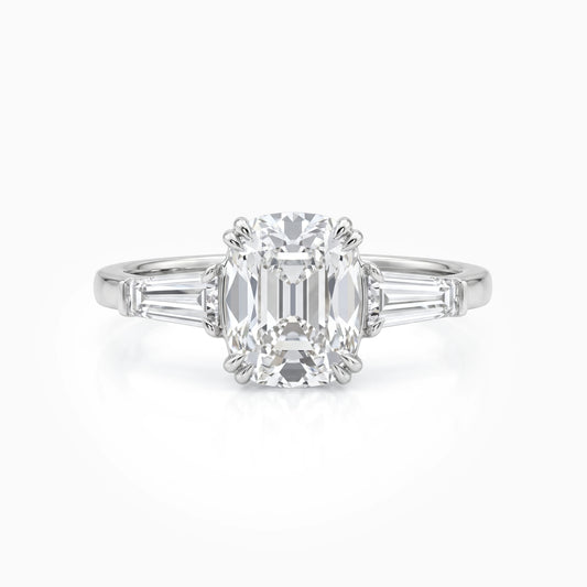 Old Mine Cushion Lab Diamond Three Stone Ring Ring