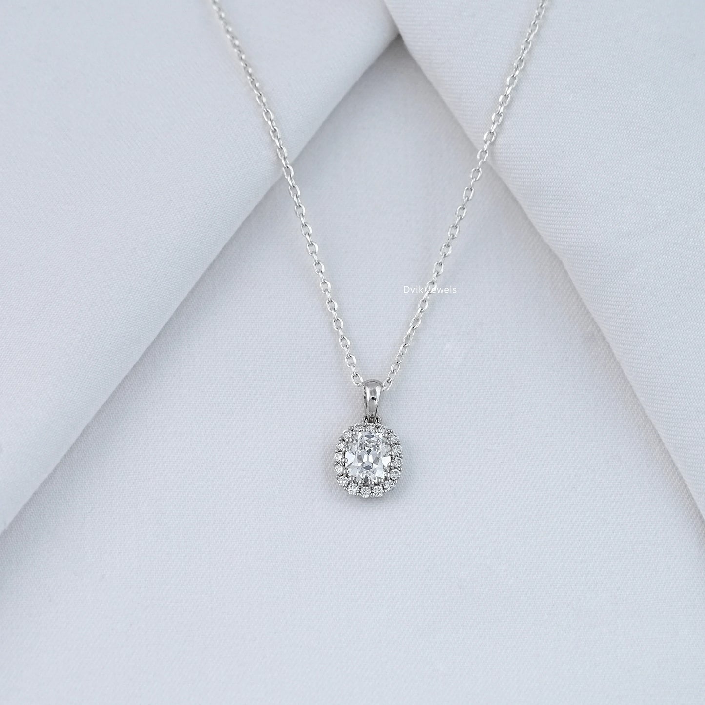 Old Mine Cushion Cut Halo Pendant