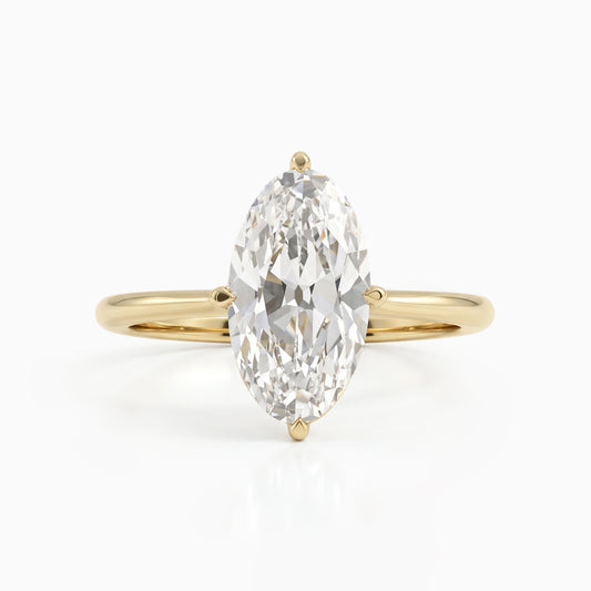 Old Mine Moval Cut Lab Diamond Solitaire Ring Ring