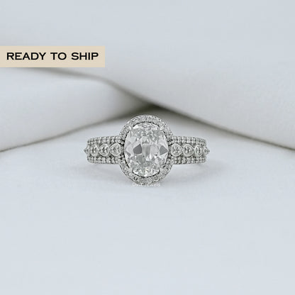 Old Mine Oval Cut Halo Diamond Engagement Ring