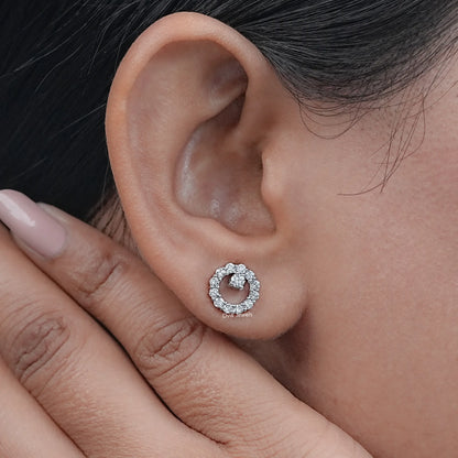 Open Circle Round Diamond Stud Earrings