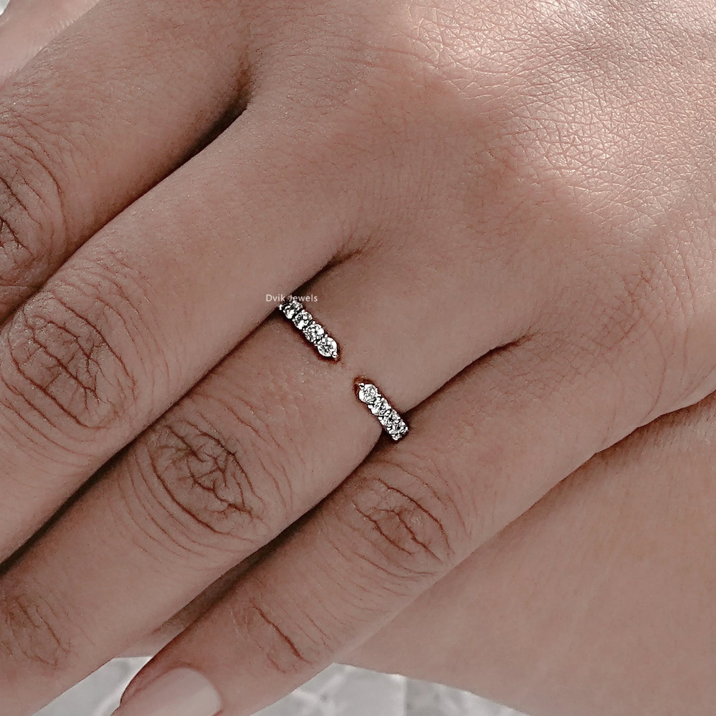 Open Cuff Round Cut Lab Diamond Dainty Band