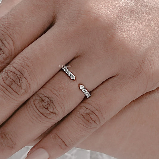 Open Cuff Round Cut Lab Diamond Dainty Band