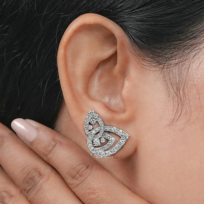 Open Pear Shape Round Diamond Cluster Set Earrings