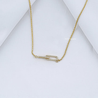 Round Lab Diamond Open Rectangle Double Link Pendant Pendant