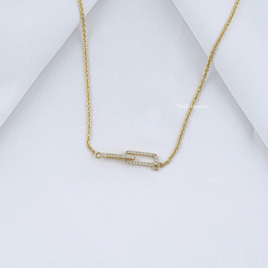 Round Lab Diamond Open Rectangle Double Link Pendant Pendant