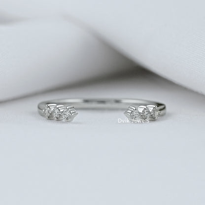 Round Cut Lab Diamond Double Cluster Open Ring Ring