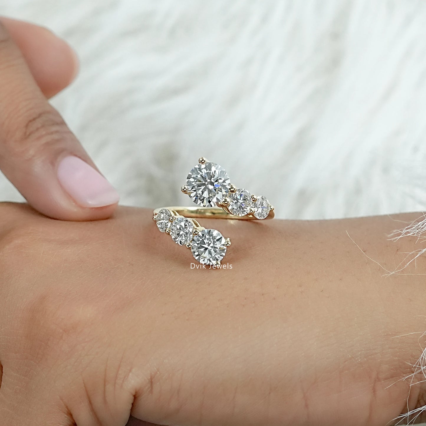 Round Cut Lab Diamond Open Wrap Ring