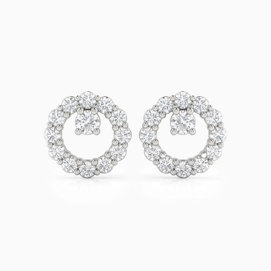 Open Circle Round Diamond Stud Earrings