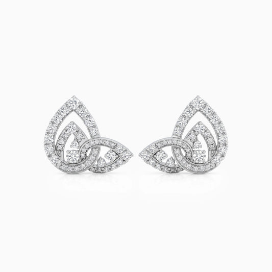 Open Pear Shape Round Diamond Cluster Set Earrings Earrings